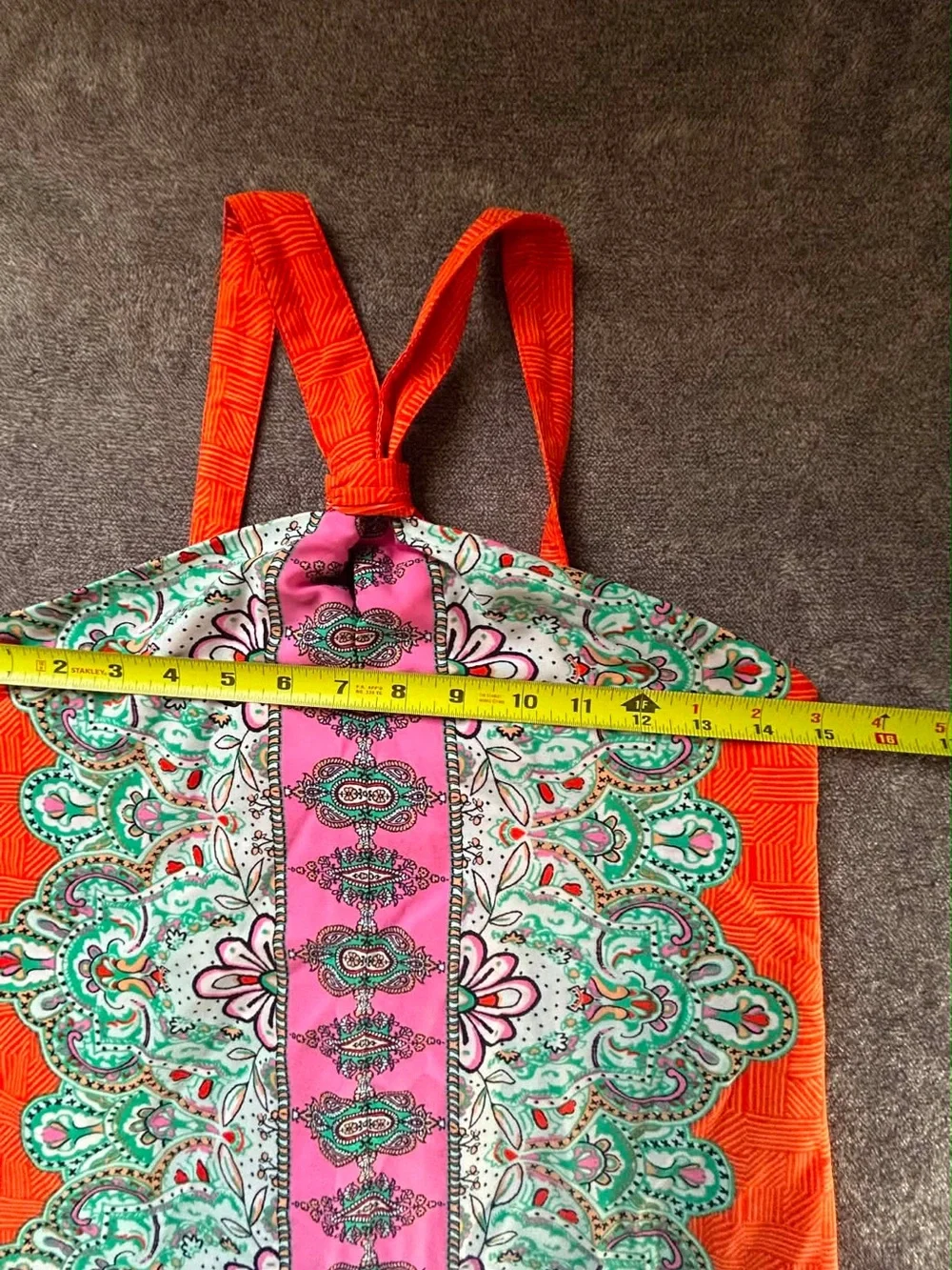 GB Girls Desert Rose Orange Halter Dress Pink & Mint Paisley Panel Boho Sz Large